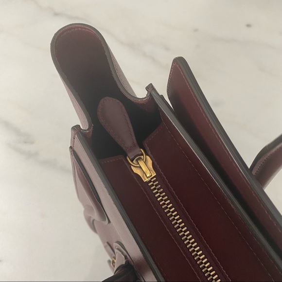 Celine Micro Luggage Handbag Calfskin Burgundy - Picture 5 of 15